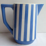 Blue and white ceramic milk pitcher by Sarreguemines model Fox Trott