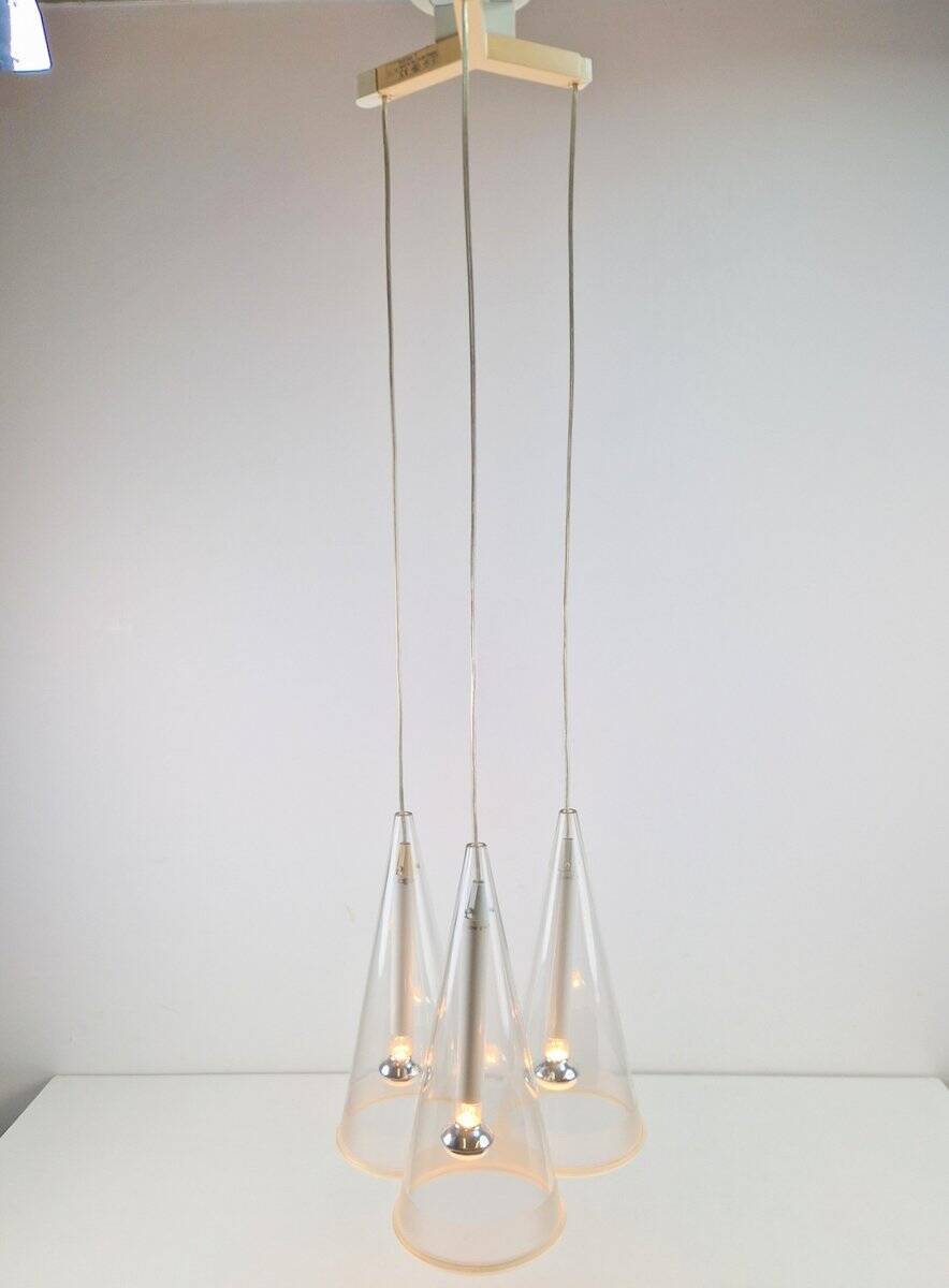 Italian Glass Fucsia 3 Pendant Lamp by Achille Castiglioni for Flos
