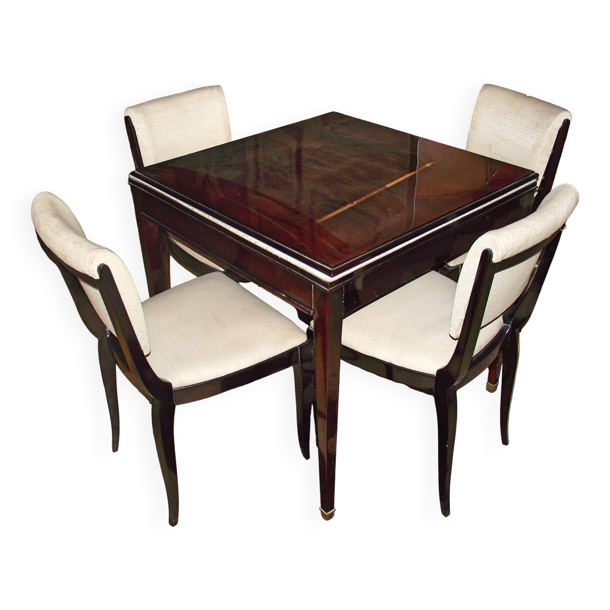 Table de bridge et 4 chaises Art Deco 1930s Lot de 5 elements