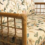 Canapé deux places style tropical chic des années 1960, par Vivai del Sud, en rotin et bambou.