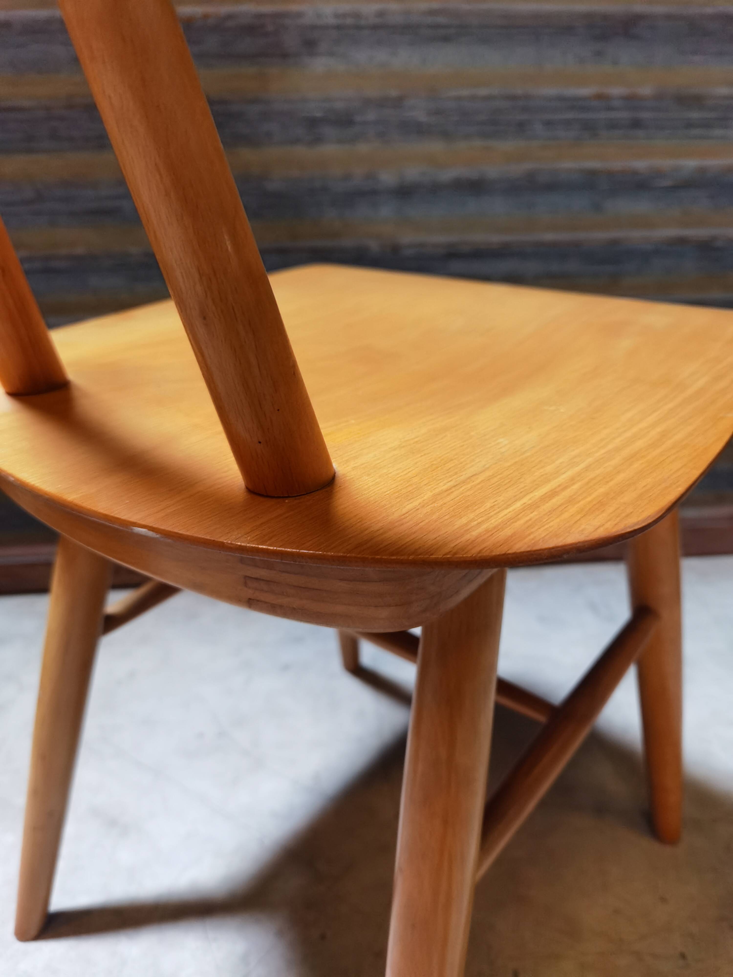 Wooden tower chair published by Ton 1960