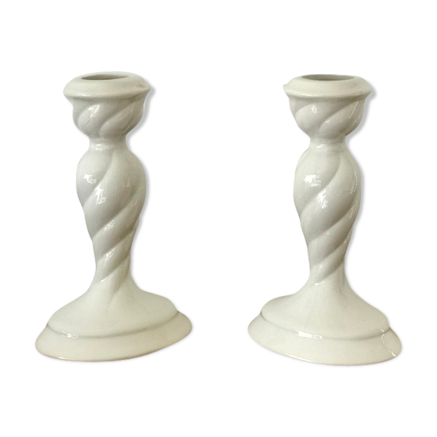 Pair ceramic candlesticks