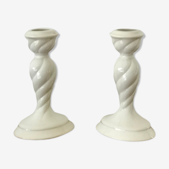 Pair ceramic candlesticks
