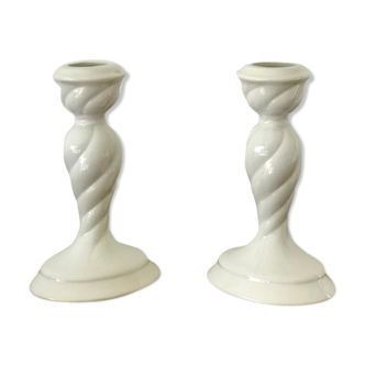 Pair ceramic candlesticks