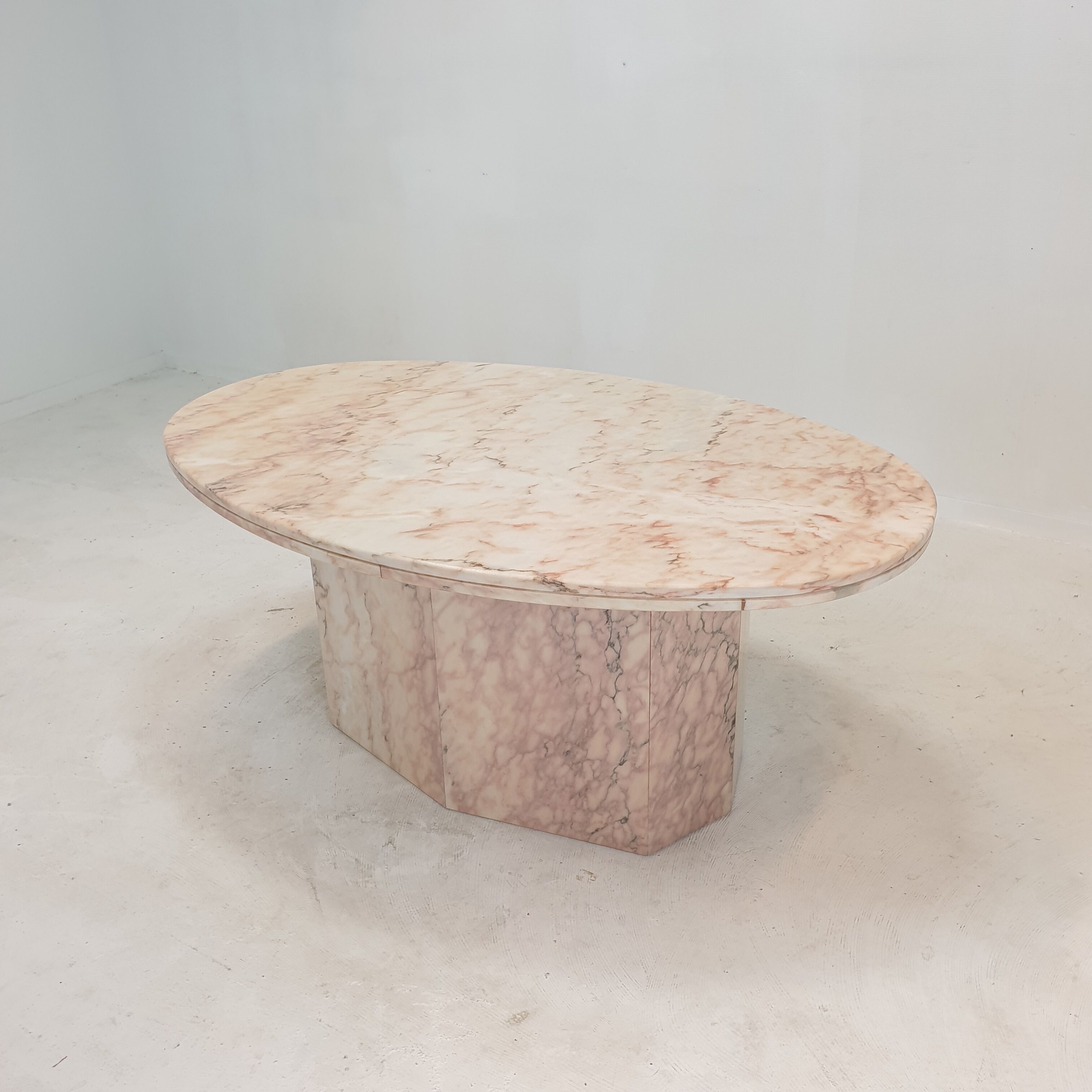 Italian marble oval coffee table, 1970's