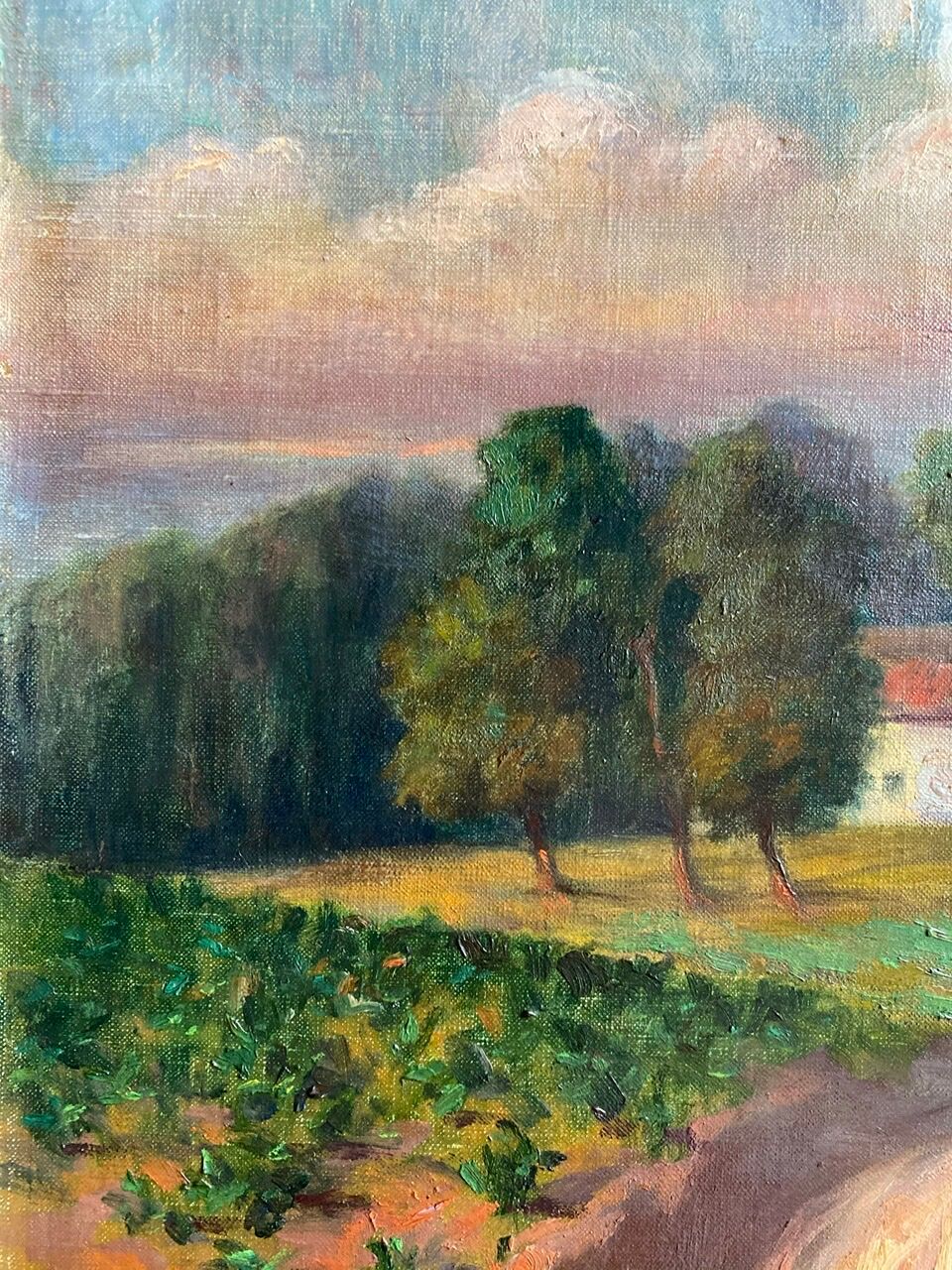 Tableau ancien paysage champêtre signé blain début xx siècle