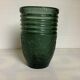 Antique green art deco molded glass vase