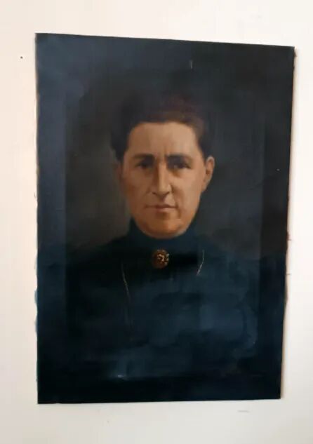 Antique painting from the early 1900s depicting a female portrait, signed by S.Bruno