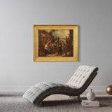 English painting oil on canvas genre scene from 18th century