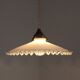 Vintage French Art Deco White Opaline Glass Pendant Light with Frilled Edge 5563