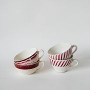 Set of 4 mismatched coffee cups digoin sarreguemines and badonviller pink 1930-191940