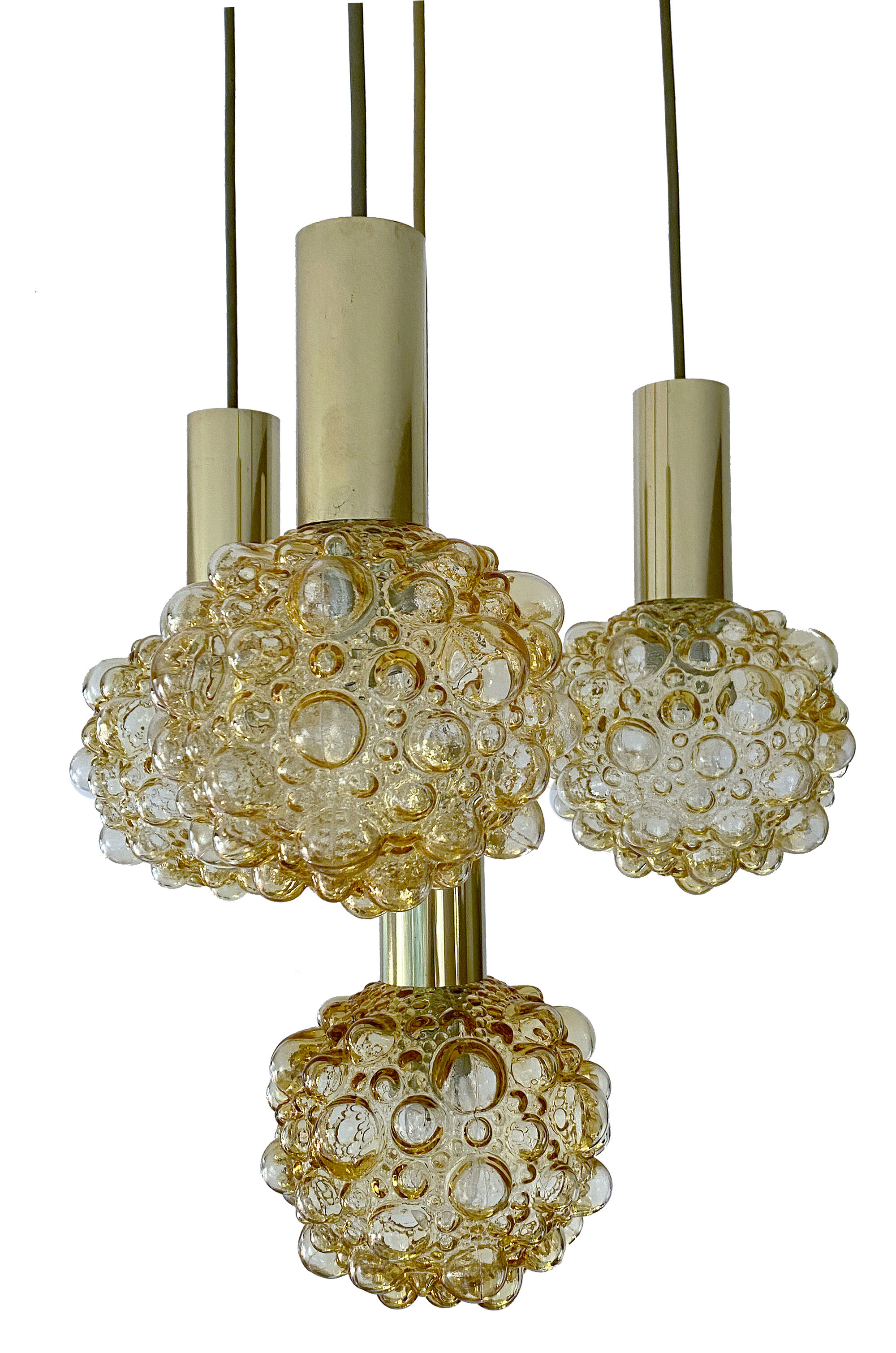 Vintage suspension lamp Limburg, Bubble Glass & Brass, 70s