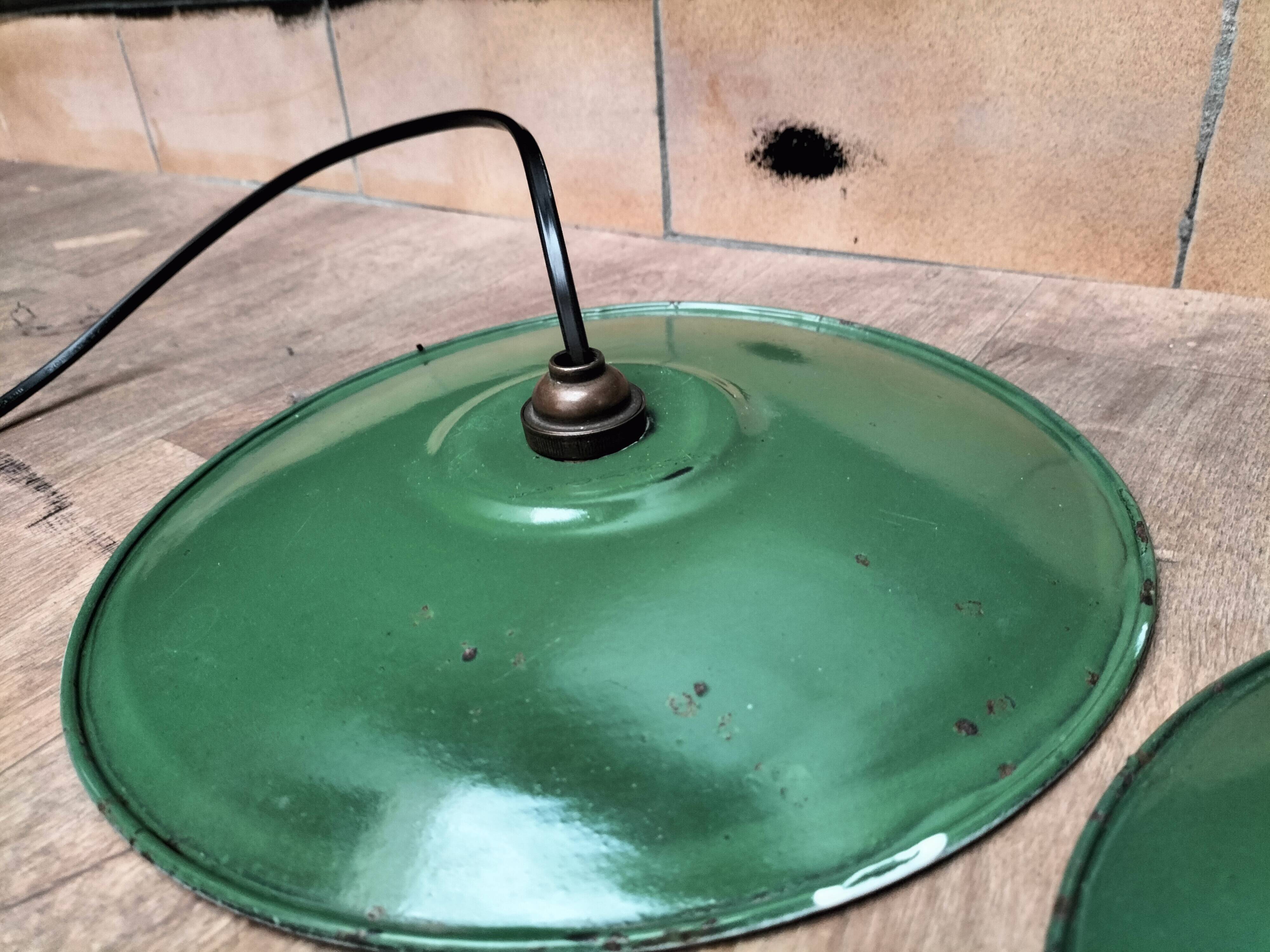 Enameled sheet metal pendant lights