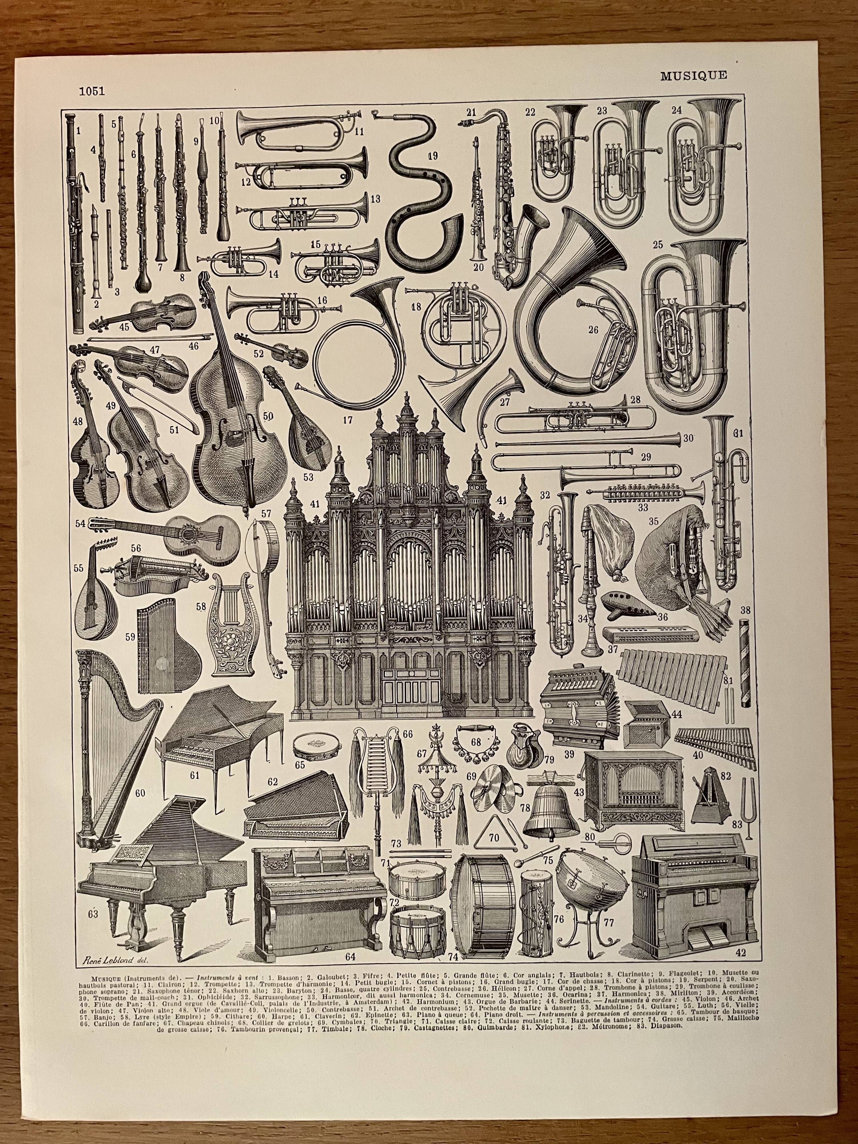 Lithographie sur les instruments de musique - 1920