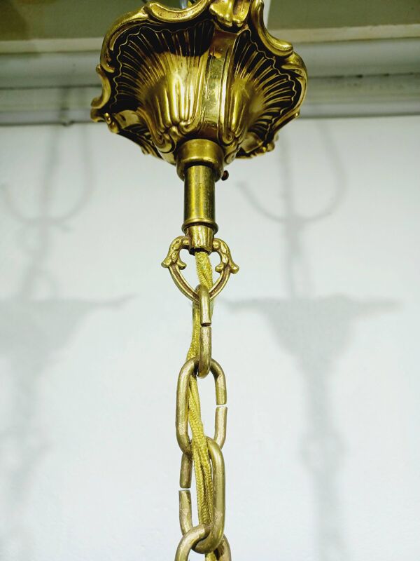 Lustre cage 12 lumières bronze et cristal