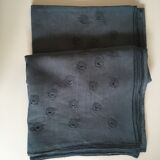 Hand embroidered linen tablecloth, 60's, 3.10m