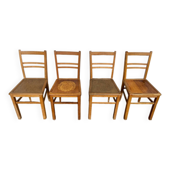 Series of 4 vintage bistro chairs 1950