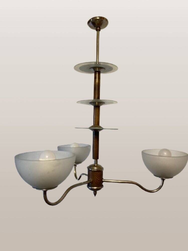 Chrome-plated brass chandelier, 1930s