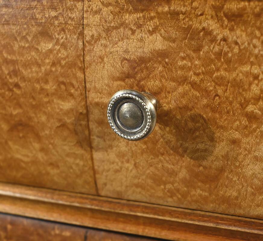 Rare Small Chiffonnière Table in Speckled Amboyna and Cherry, Louis Philippe Period – 19th