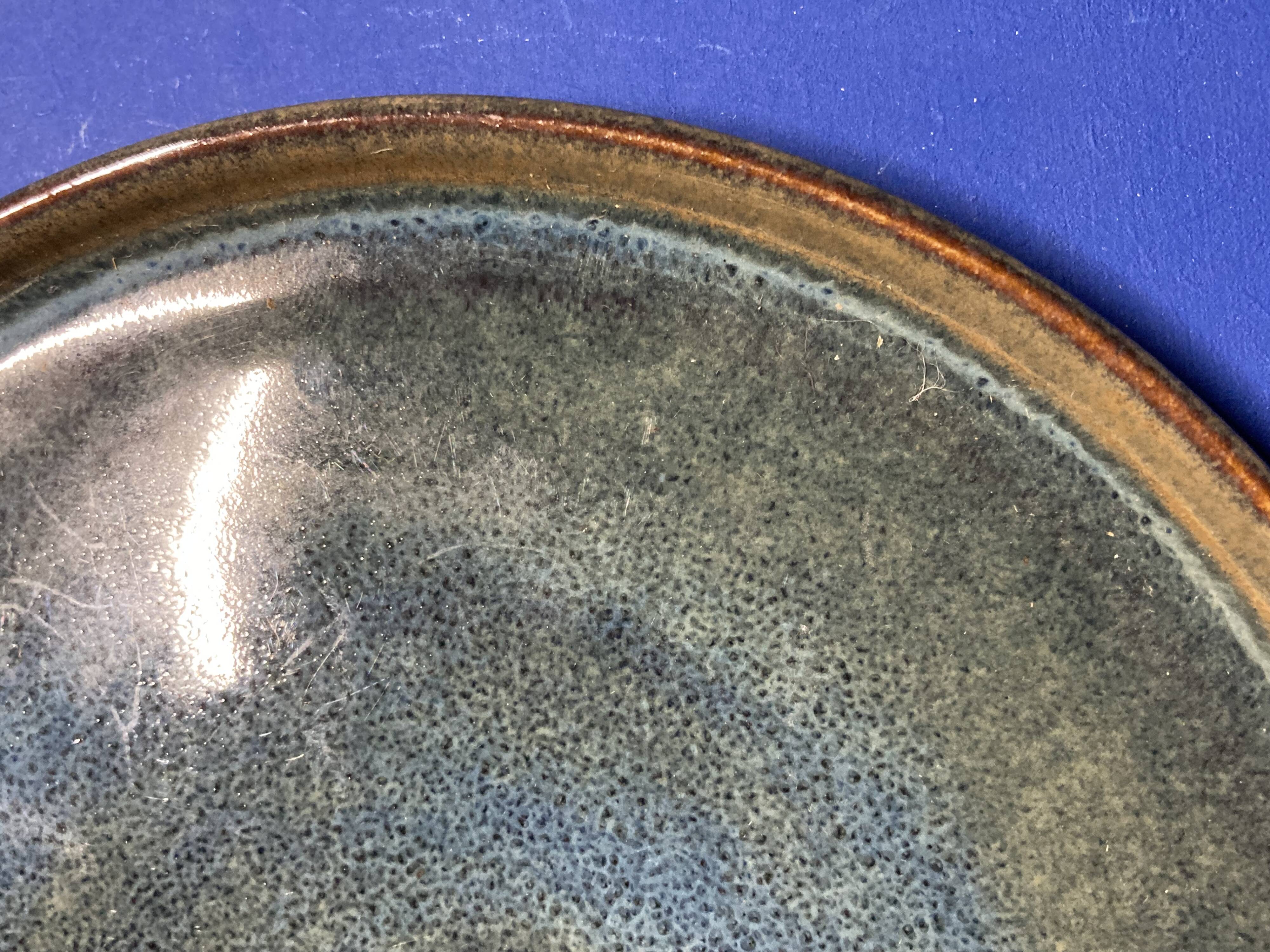 Blue earthenware plate