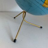 Globe vintage 1960 terrestre doré Taride tripode - 28 cm