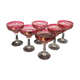 Series of 6 champagne glasses in chiseled crystal