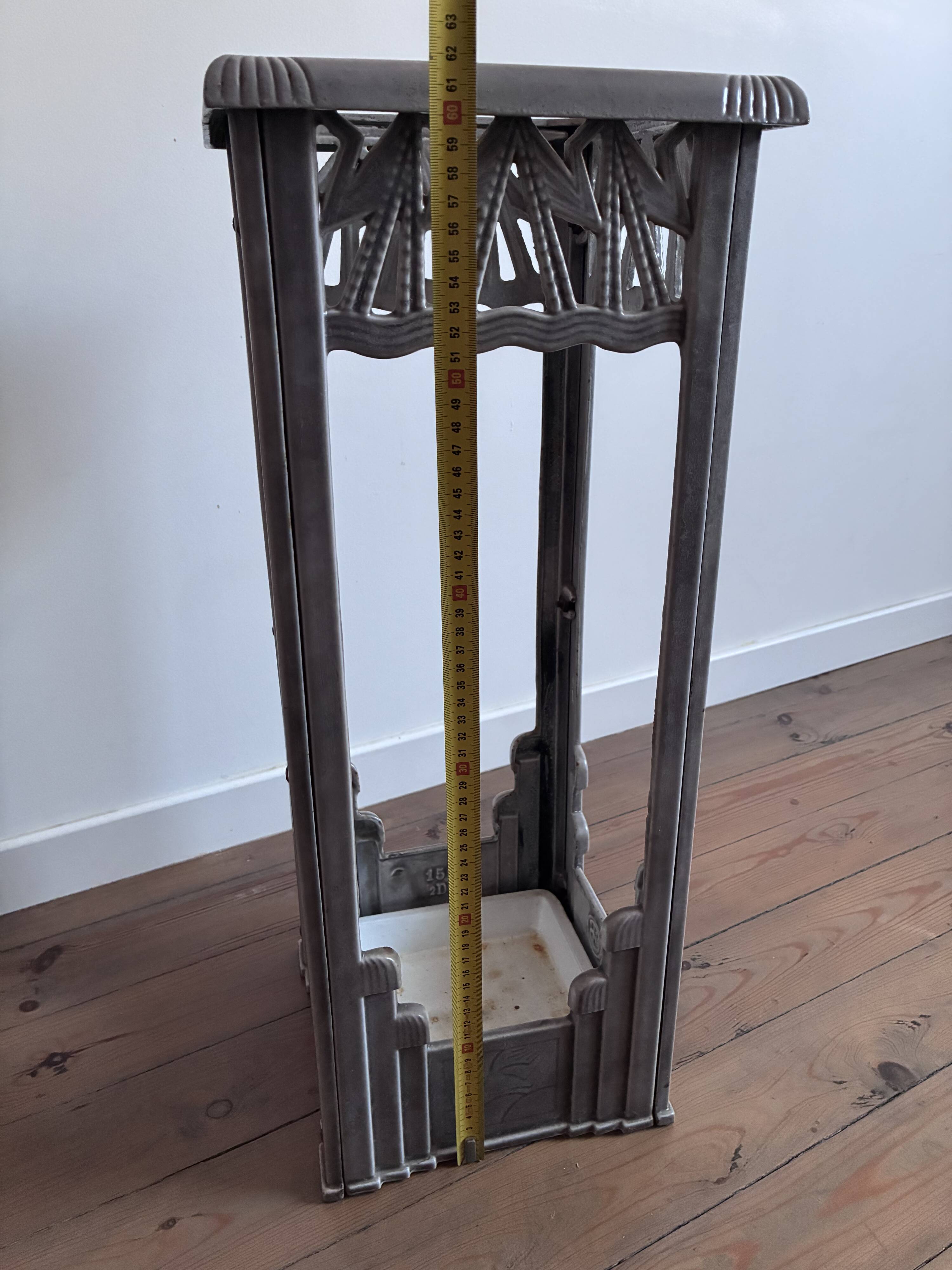 Art Deco umbrella stand from the 1930s, cast iron.