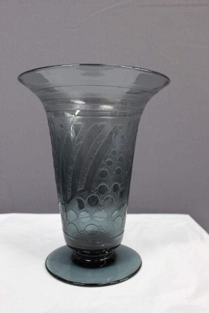 Art Deco Blue Vase Cleared with Acid