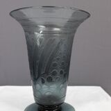 Art Deco Blue Vase Cleared with Acid
