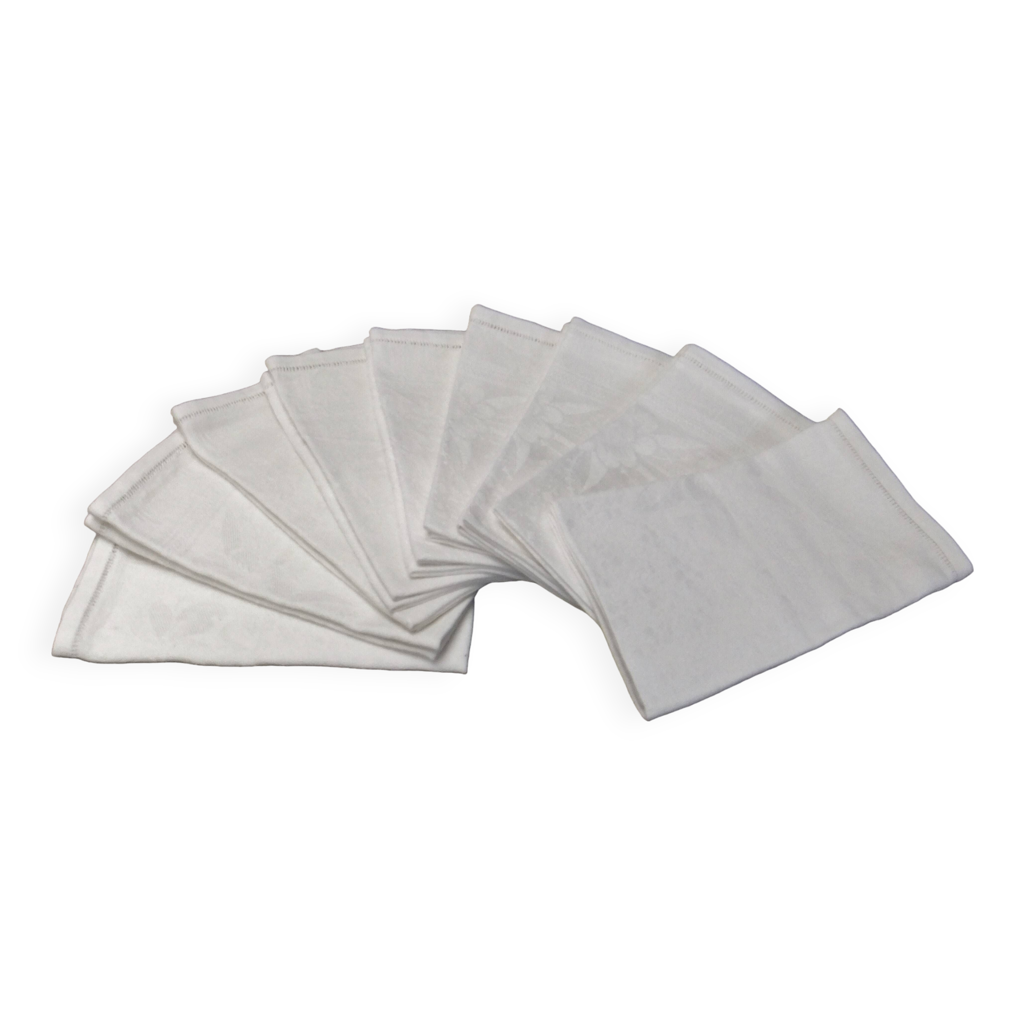 Old damask napkins with flower decoration set of 9