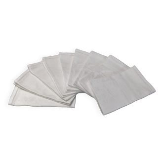 Old damask napkins with flower decoration set of 9