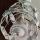 Vintage chandelier cage birds flowers white metal