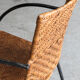 Set of 4 stackable dining chairs in steel and rattan, 1970s