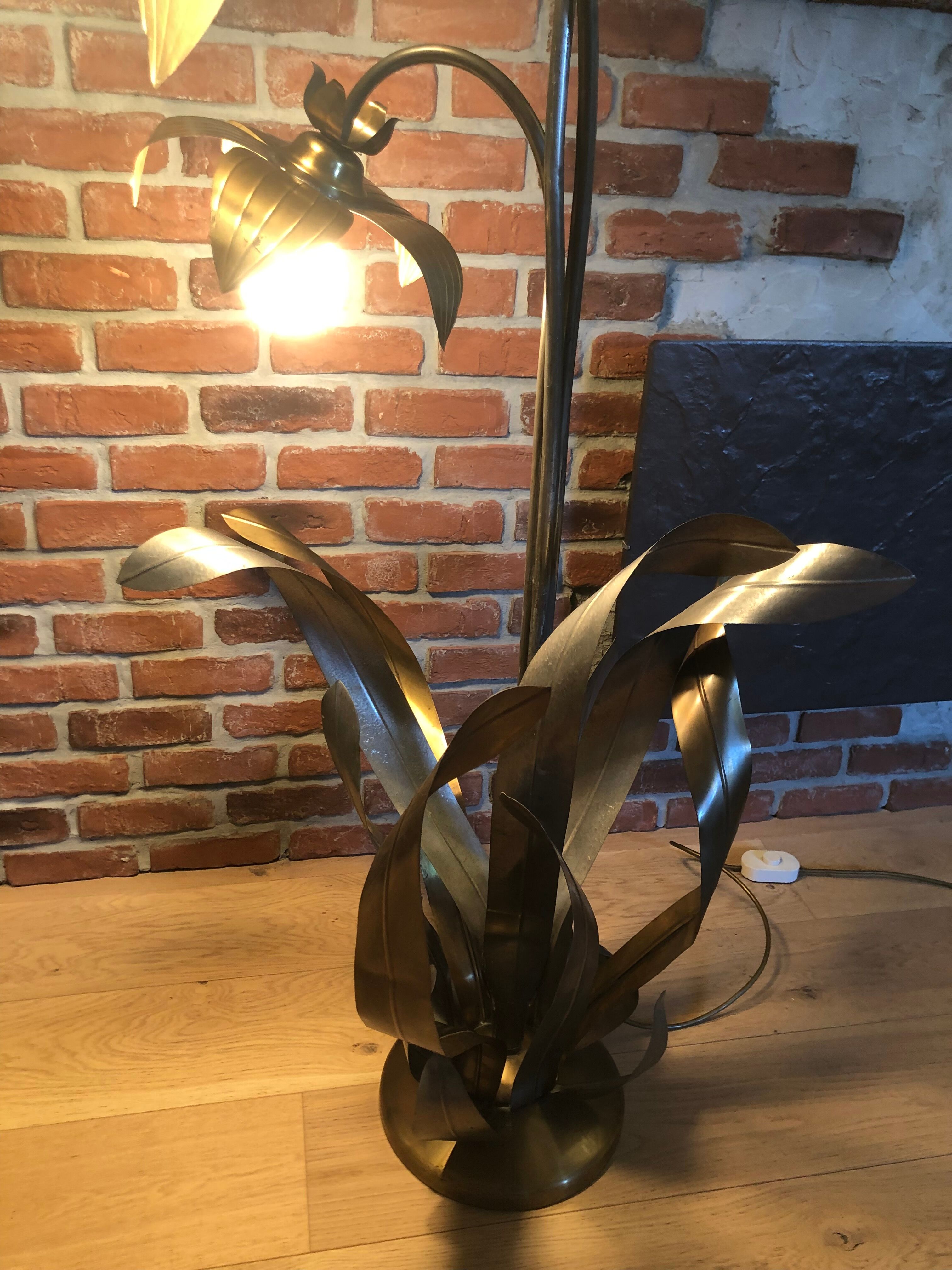 Lampadaire fleurs et plante lampe de plancher de fleur - design années 70
