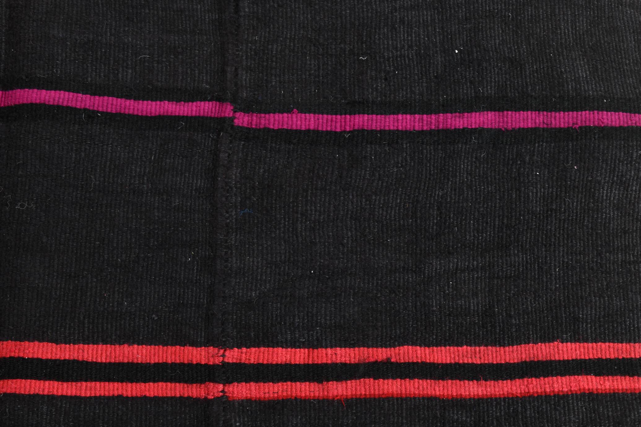 5x7 Grey & Black Striped Vintage Kilim Rug, 155x229Cm