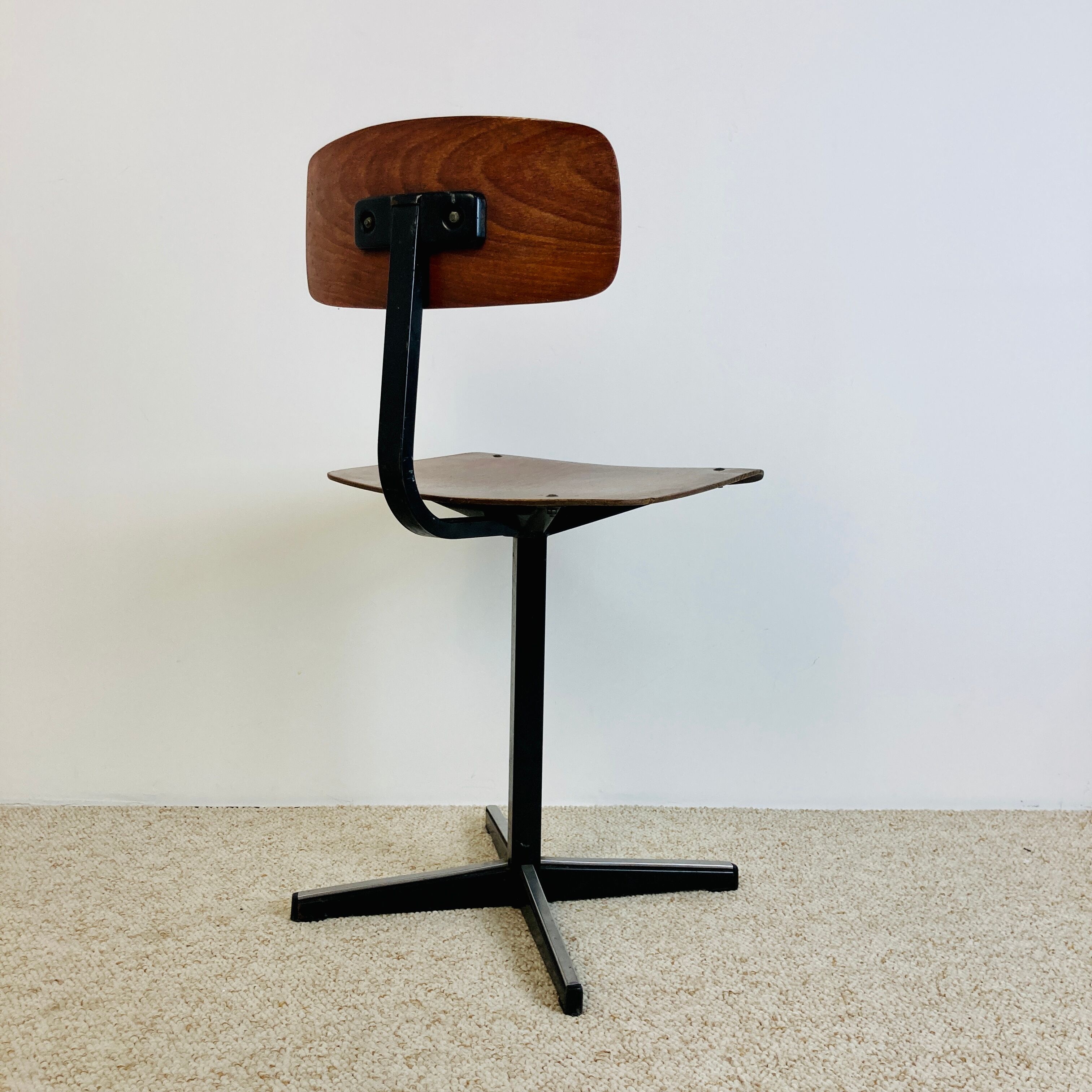 Office children's chair, wooden and metal, 70s