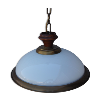Suspension in white opaline, its edge in aged brass