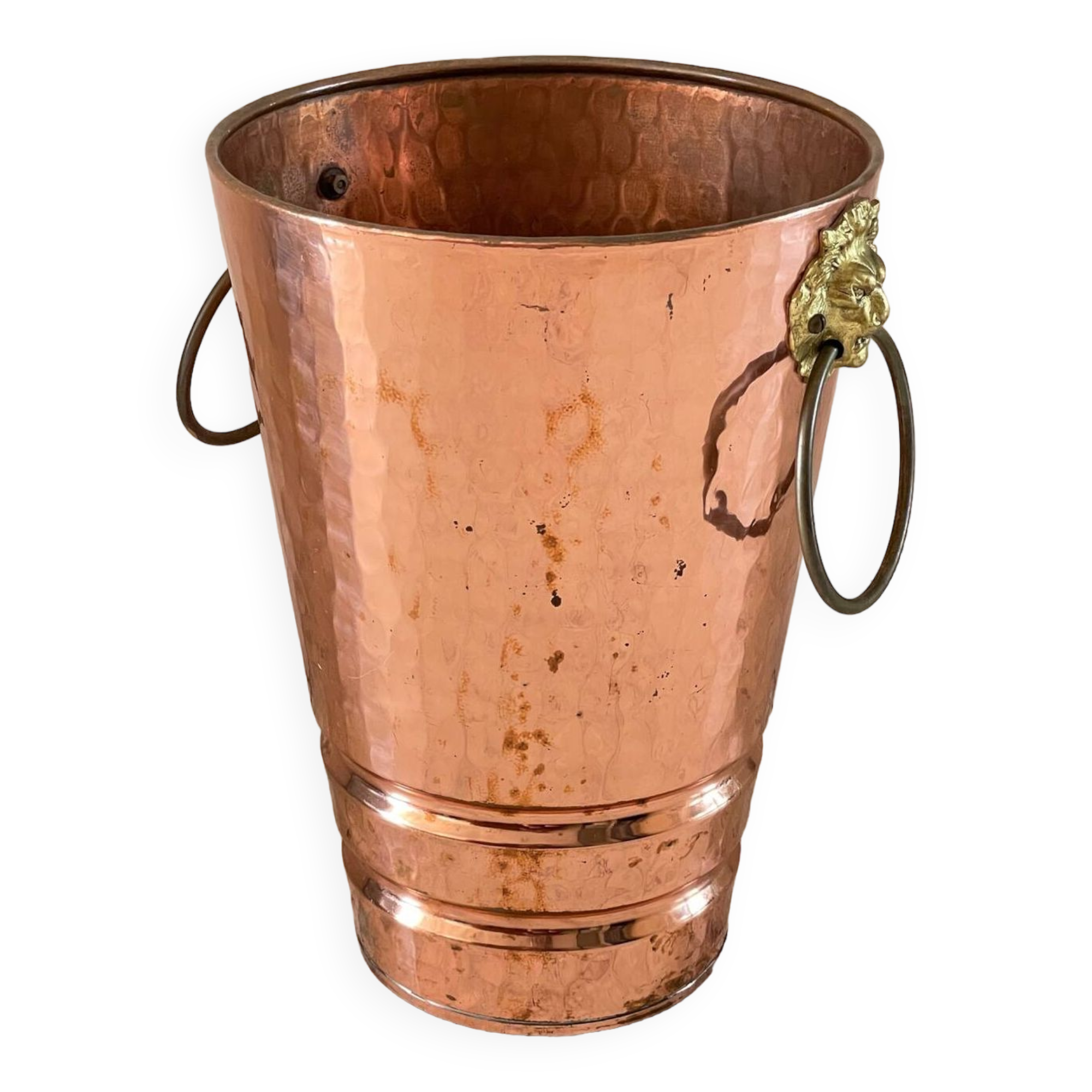 Vintage copper lion's head umbrella holder