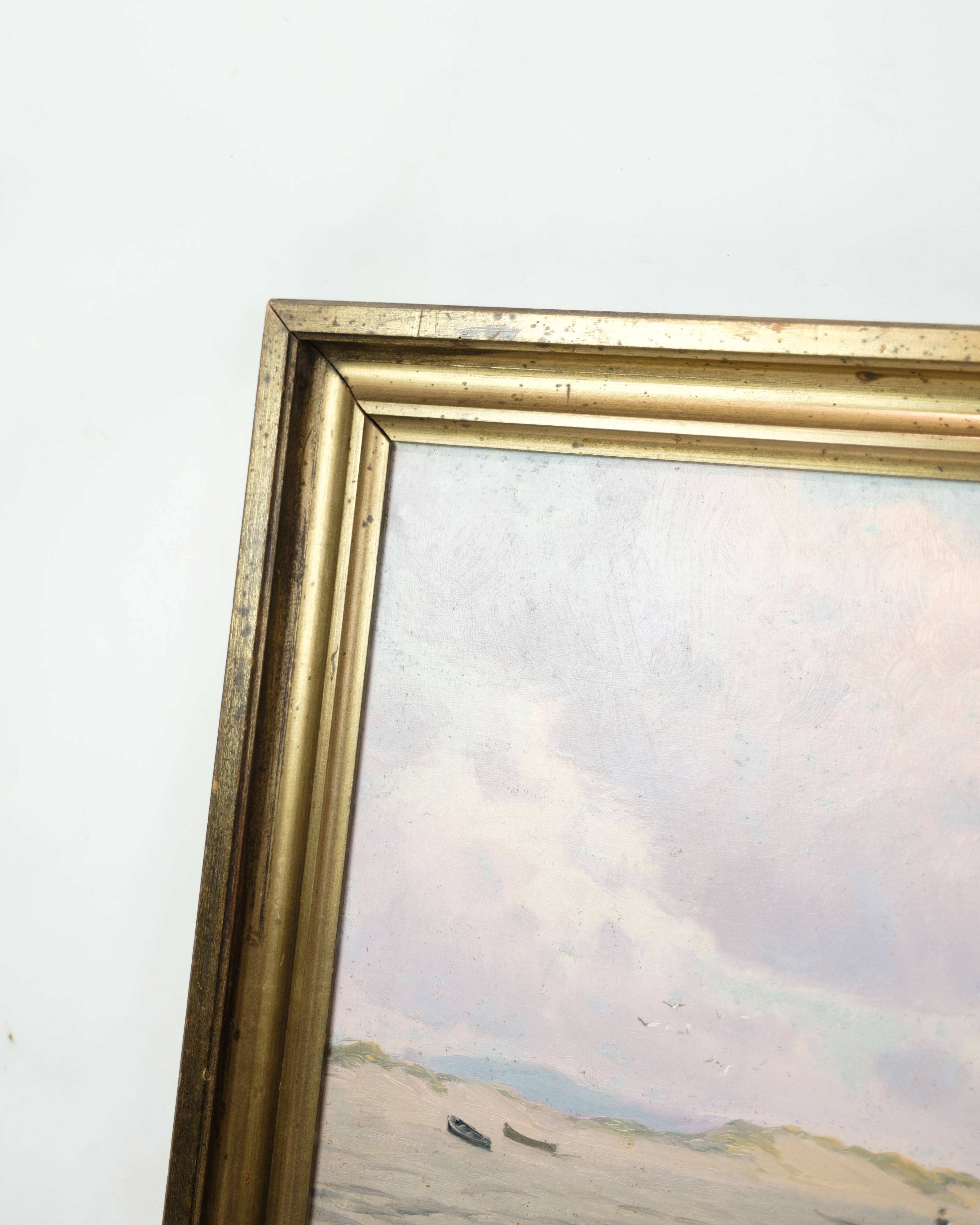 Oil painting on canvas - Coastal landscape - Alfred Theodor Olsen - Circa 1900