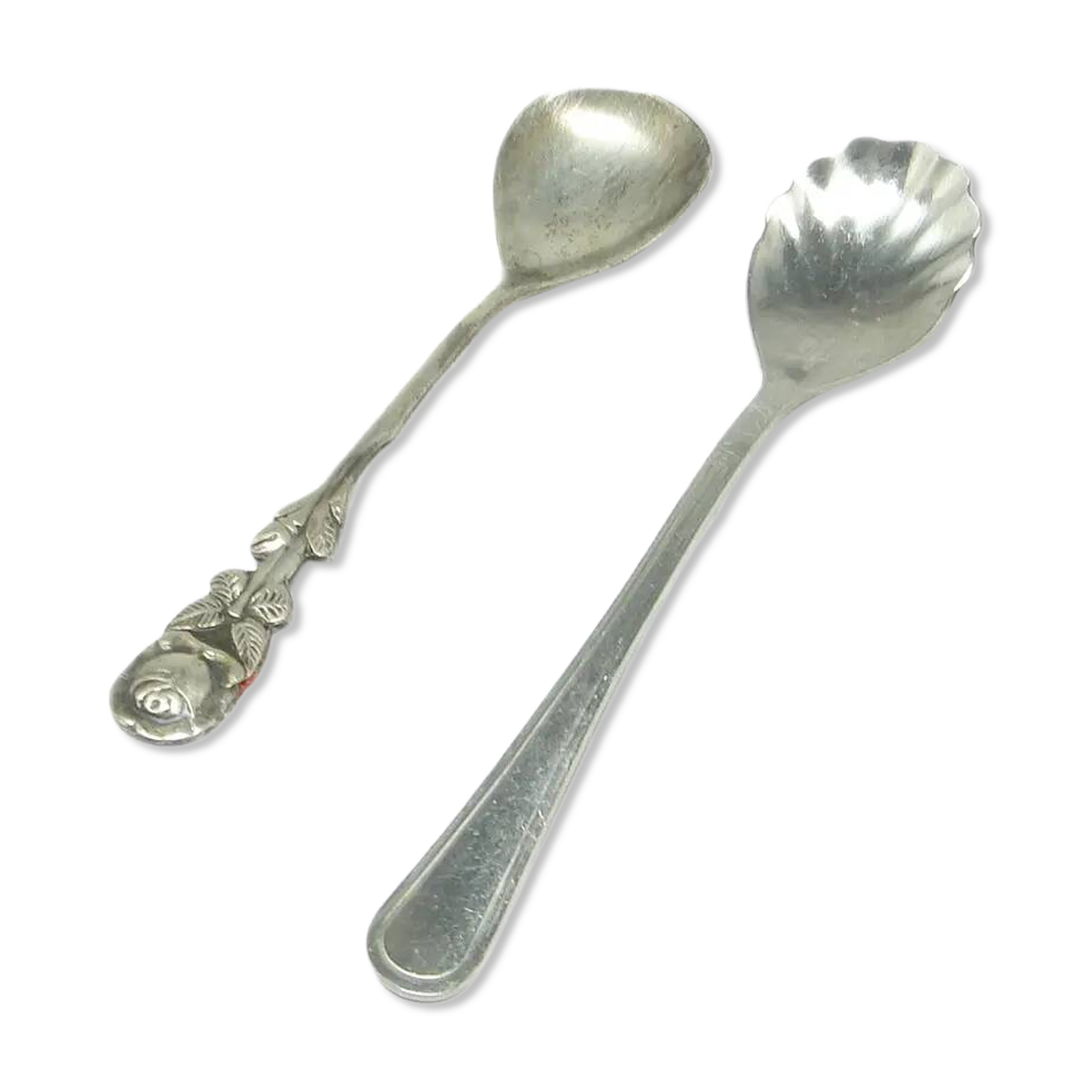 Pair of tea spoons, silver-plated brass, Poland, 1960s.