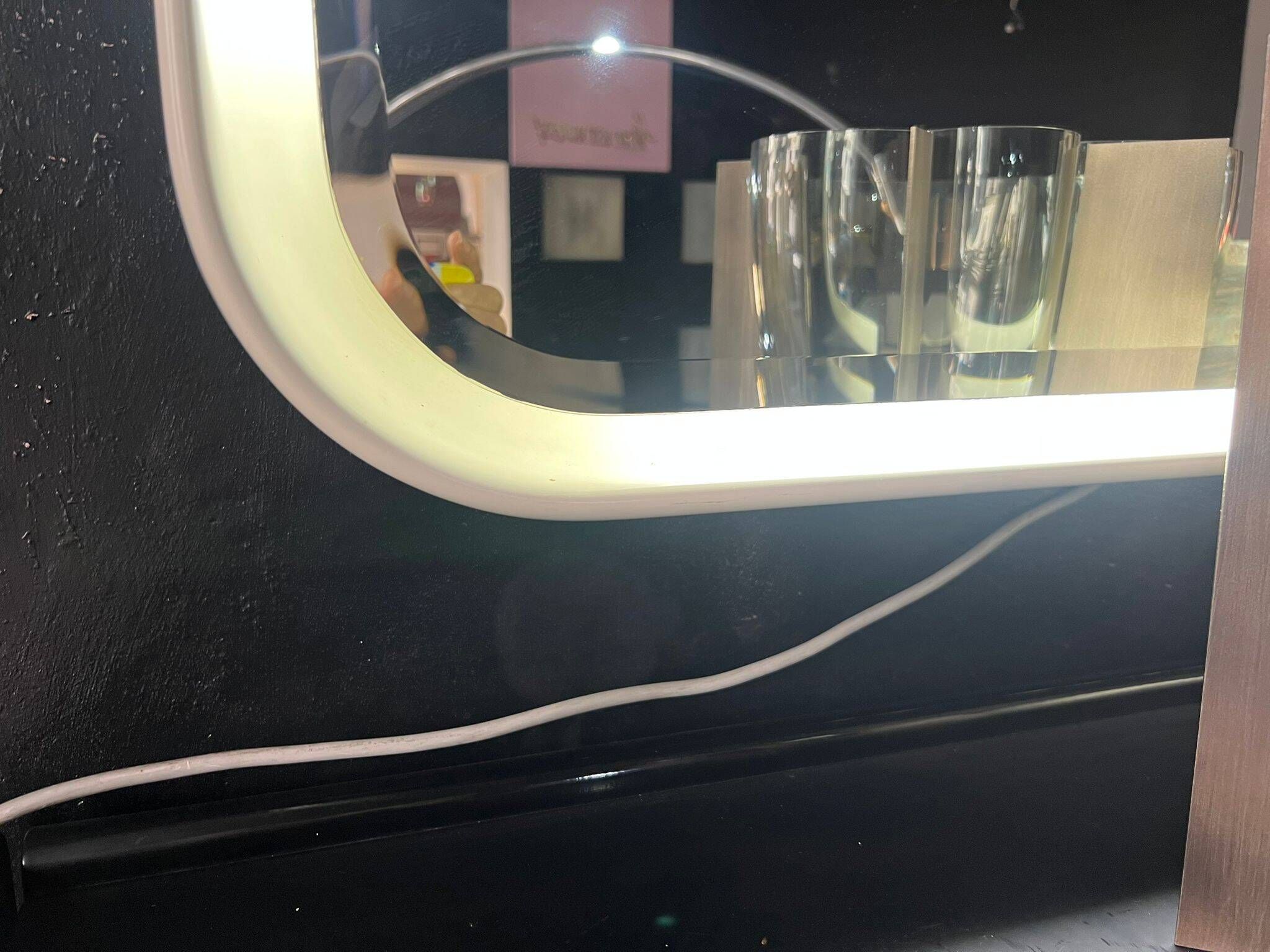 Miroir rétroéclairé en fibre de verre Italie années 70