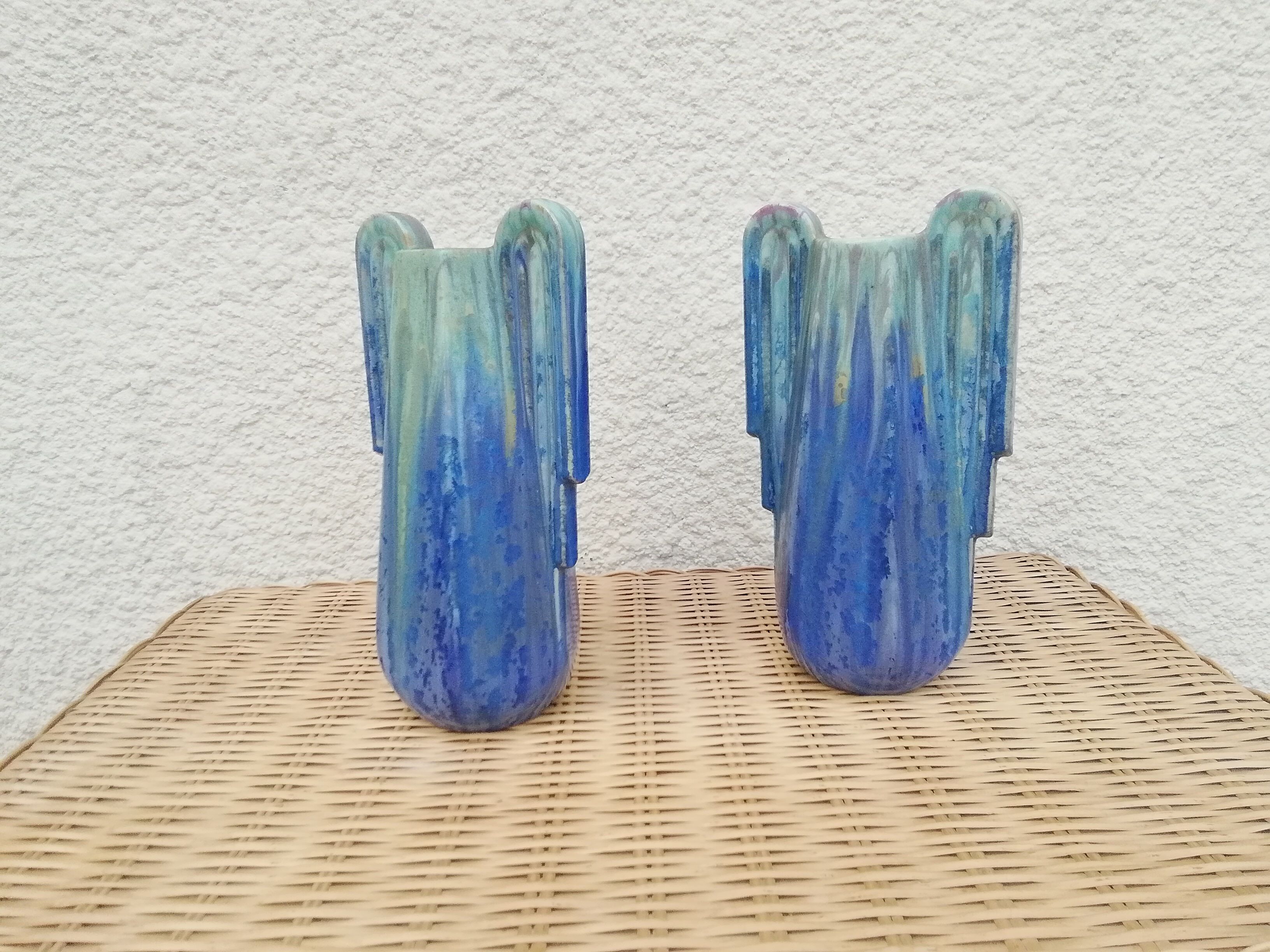 Pierrefonds art deco vases