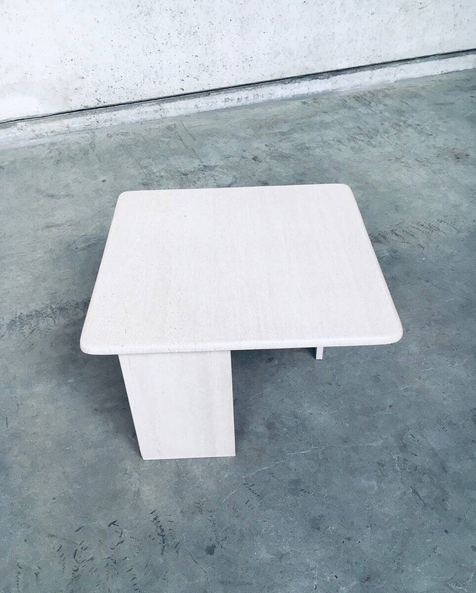 Vintage Italian Postmodern Square Granite Stone Side Table, 1970s