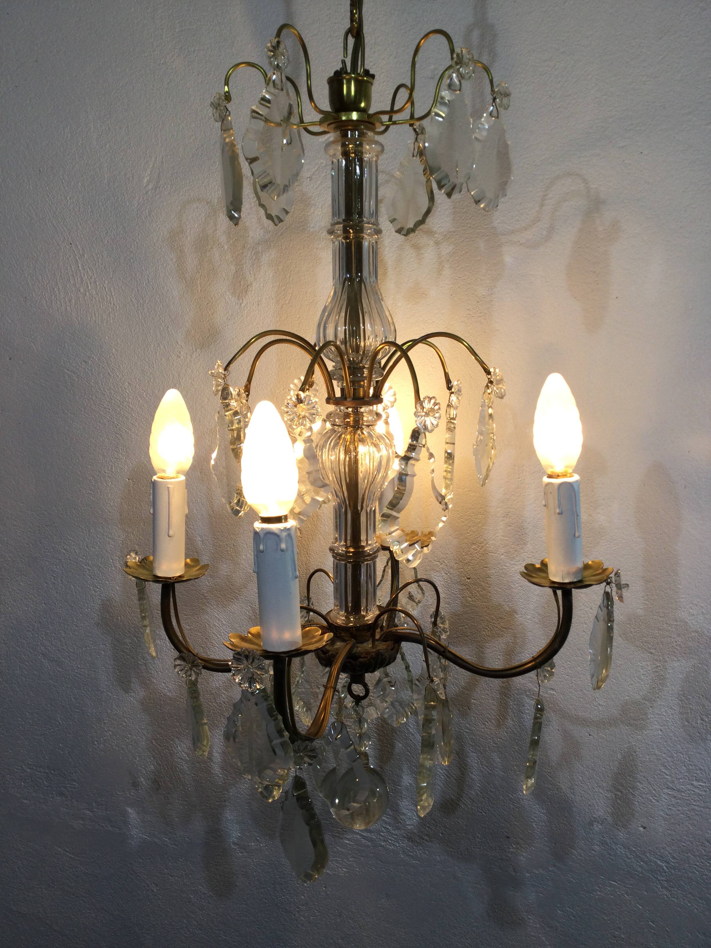 Chandelier 4 lights bronze and tassels