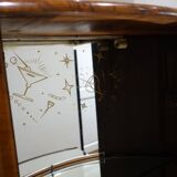 Art deco half moon cocktail bar cabinet in walnut