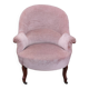 Ancien Fauteuil Crapaud velours Rose Pâle/Style Louis XV