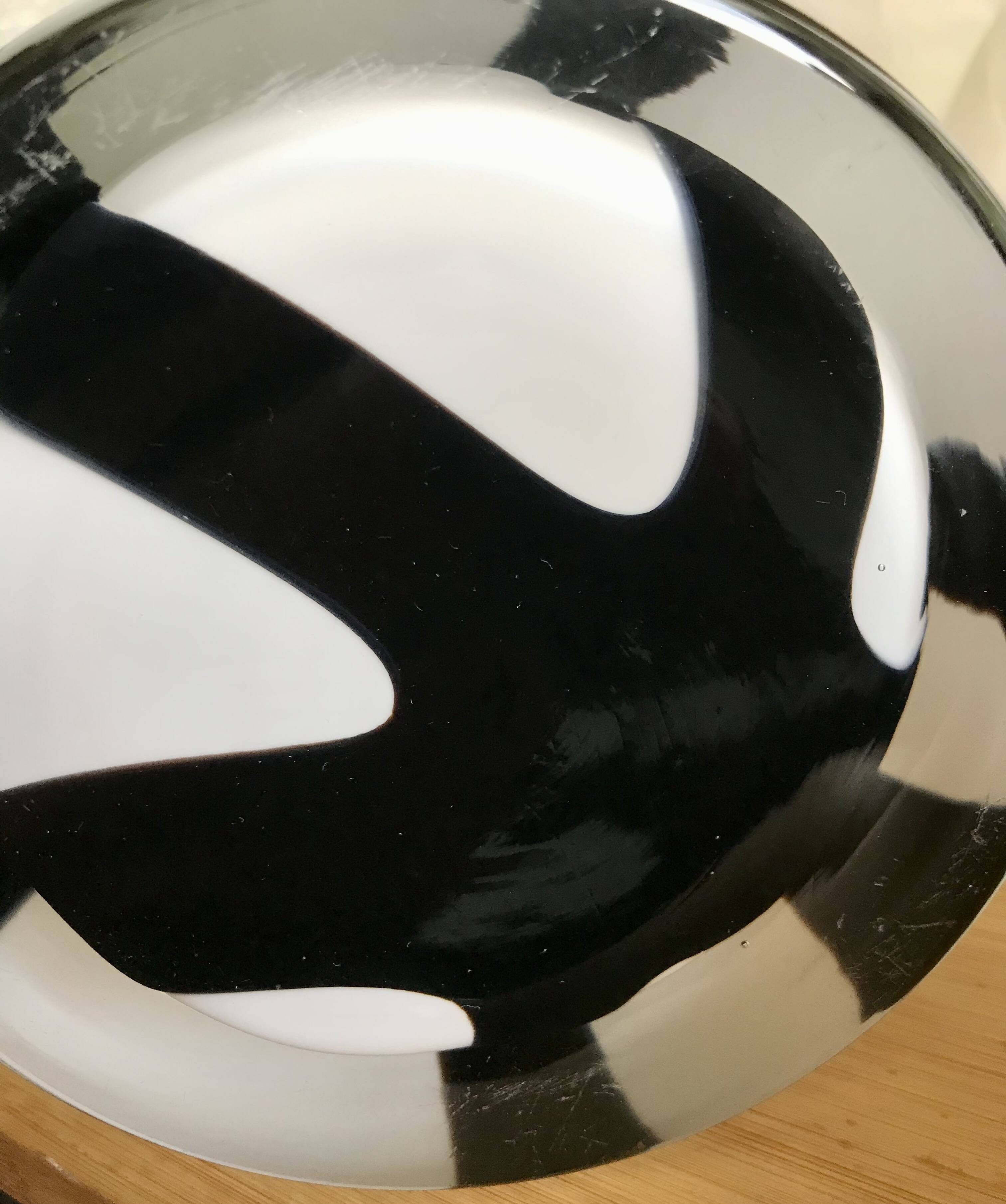 Habitat black and white striped blown glass vase