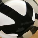 Habitat black and white striped blown glass vase