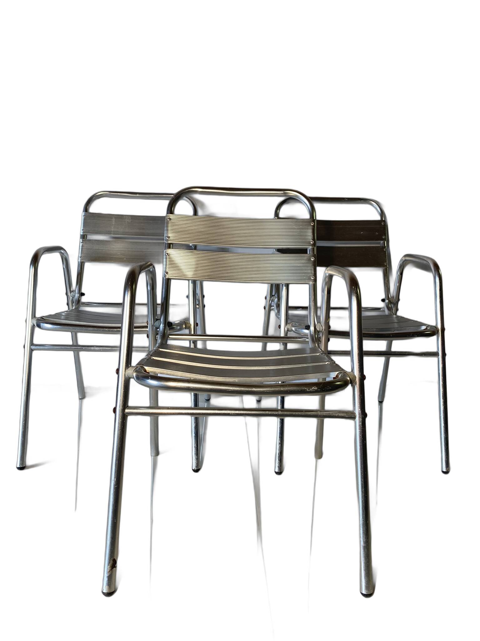 Set of 3 aluminum bistro chairs