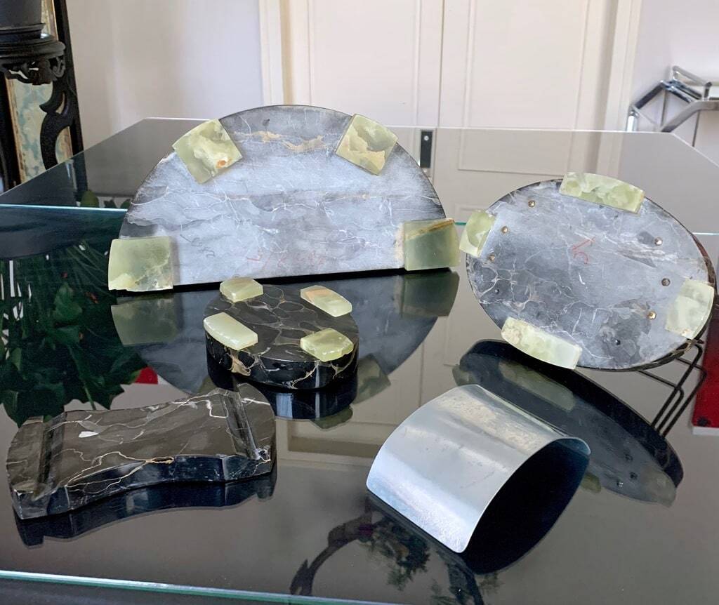 Inkwell Holder Mail Buffer Ashtray - Art Deco - Onyx Marble - Office